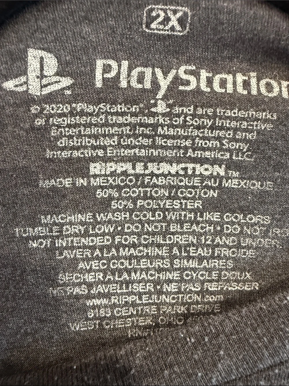 Sony PlayStation Dark Gray Tee with Multicolor Logo